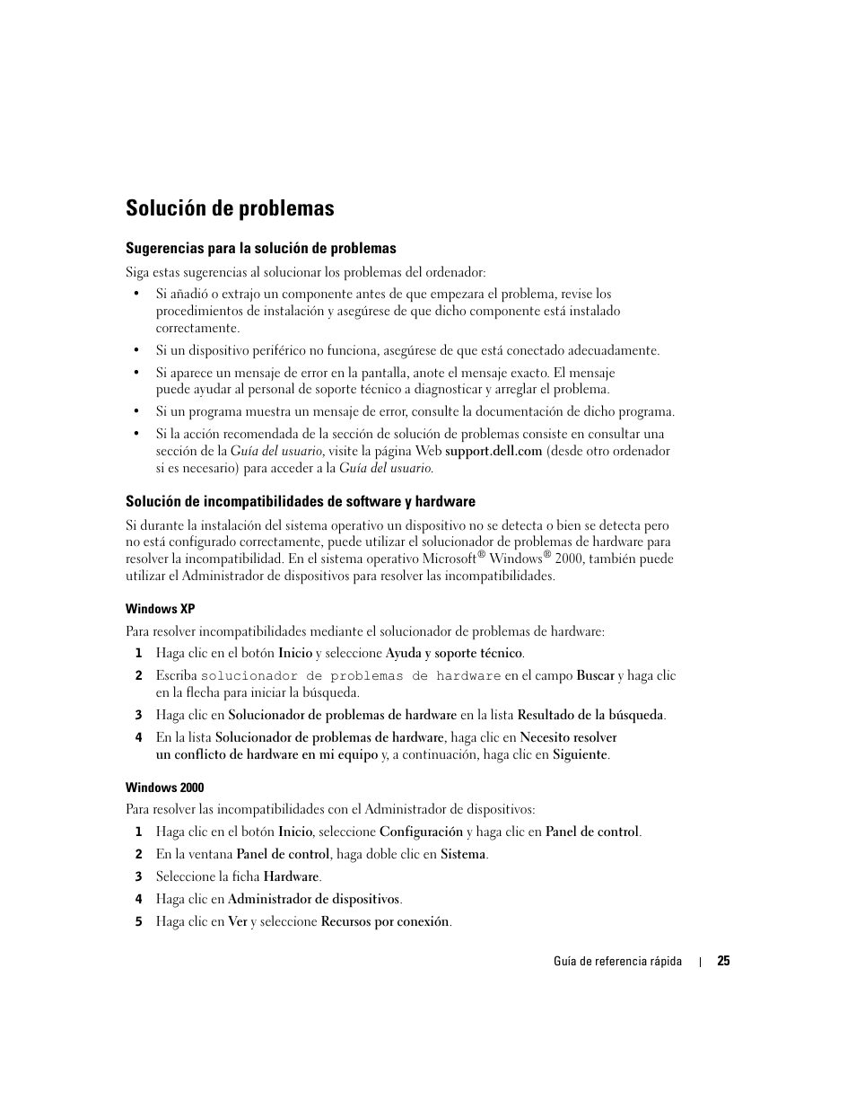 Solución de problemas, Sugerencias para la solución de problemas | Dell Precision 370 User Manual | Page 187 / 204