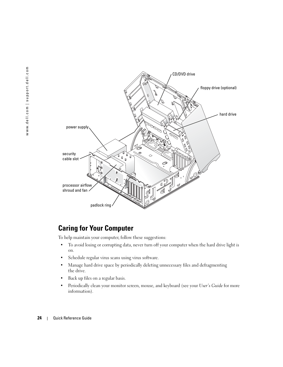 Caring for your computer | Dell Precision 370 User Manual | Page 24 / 204