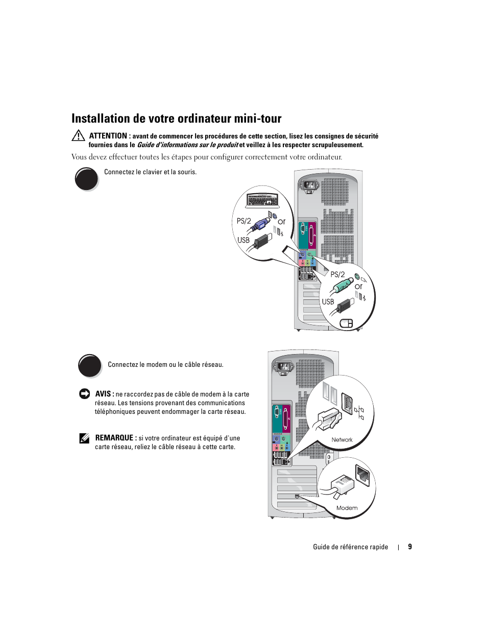 Installation de votre ordinateur mini-tour | Dell Precision 370 User Manual | Page 49 / 204