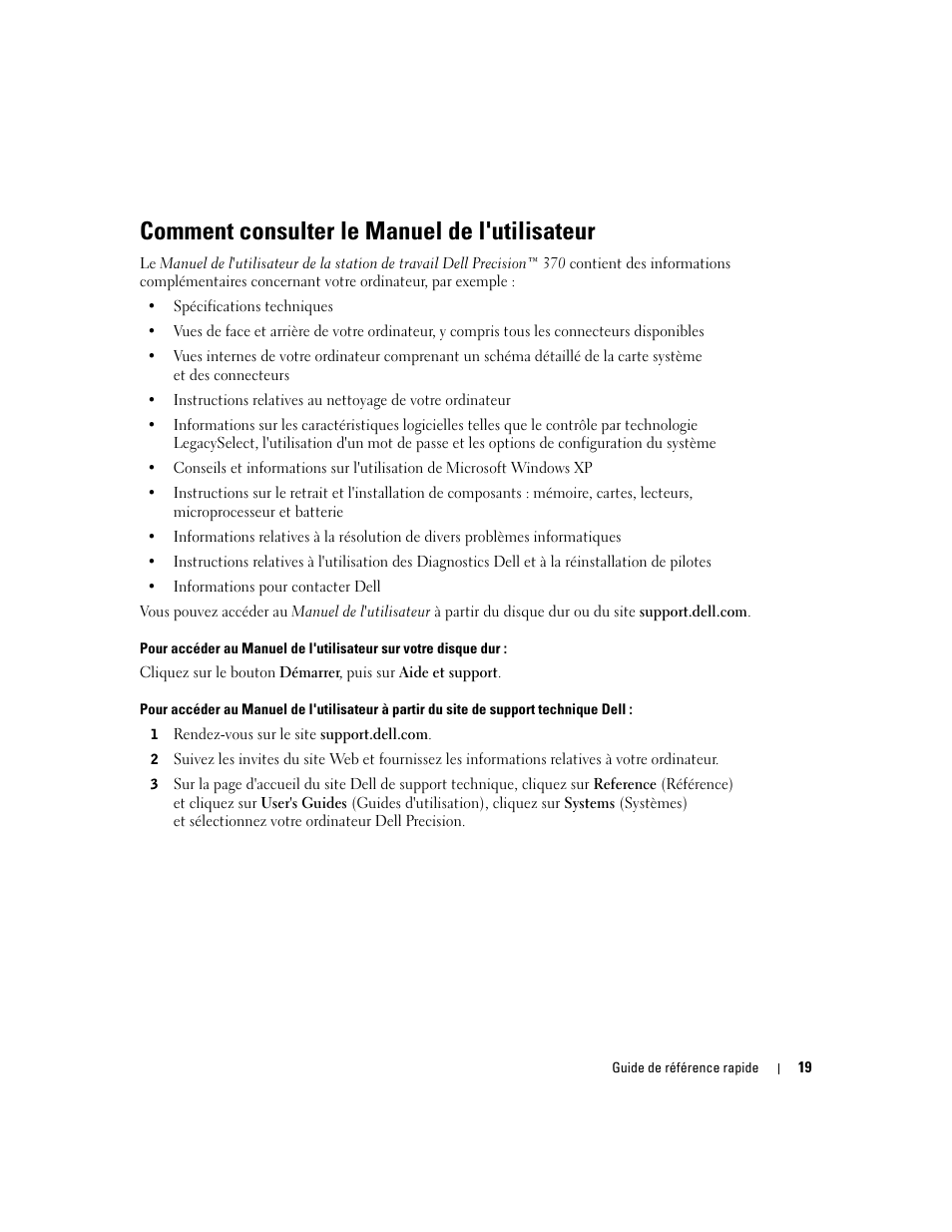 Comment consulter le manuel de l'utilisateur | Dell Precision 370 User Manual | Page 59 / 204