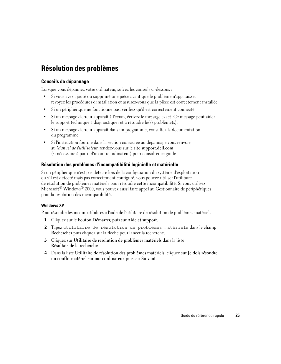 Résolution des problèmes, Conseils de dépannage | Dell Precision 370 User Manual | Page 65 / 204