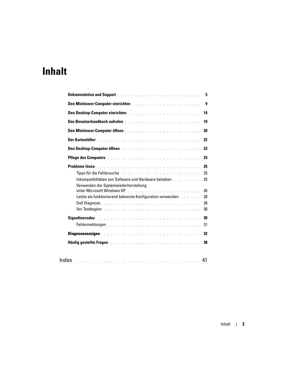 Inhalt, Index | Dell Precision 370 User Manual | Page 83 / 204