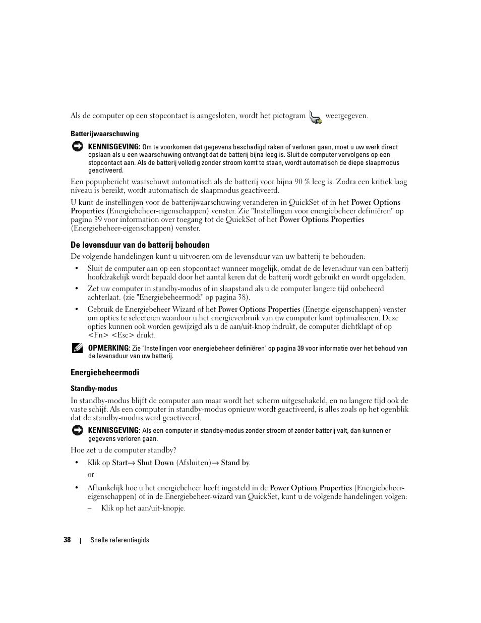 De levensduur van de batterij behouden, Energiebeheermodi | Dell Latitude 120L User Manual | Page 38 / 144