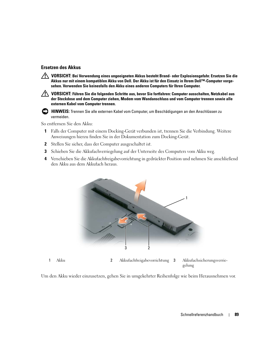 Ersetzen des akkus | Dell Latitude 120L User Manual | Page 89 / 144