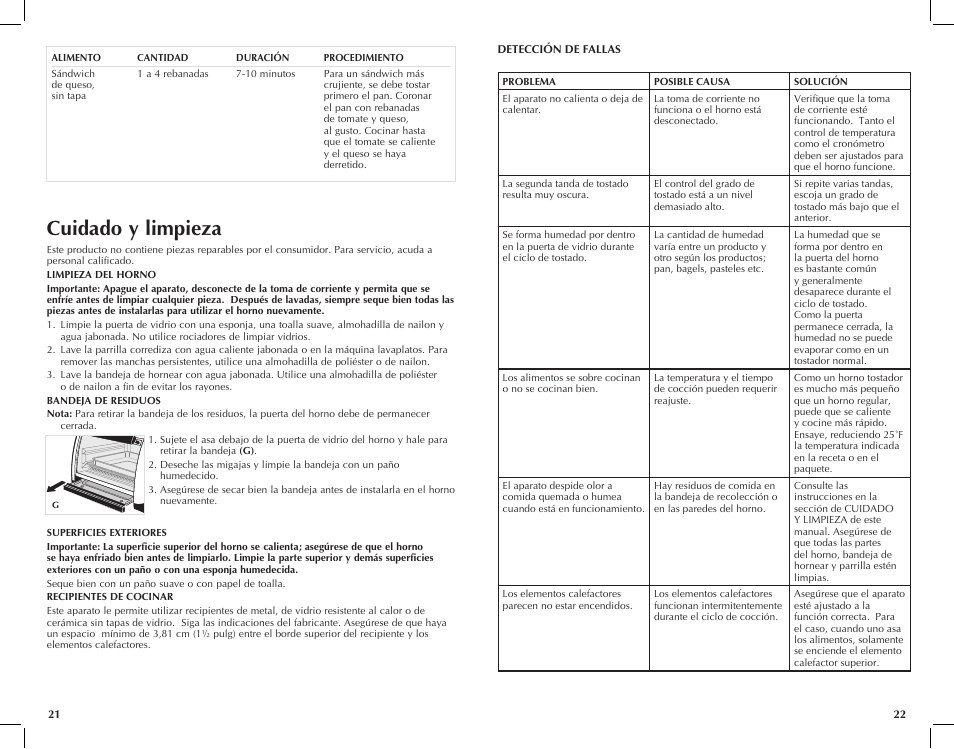 Cuidado y limpieza | Black & Decker TRO701T User Manual | Page 12 / 21