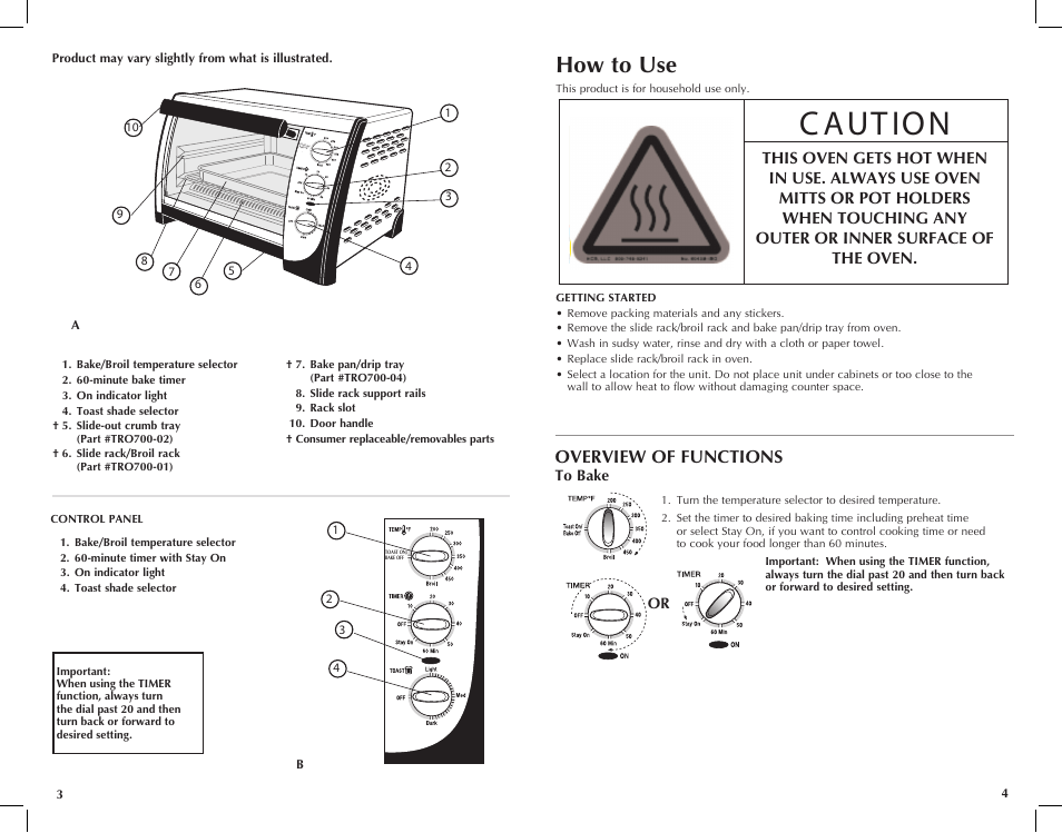 How to use, Overview of functions | Black & Decker TRO701T User Manual | Page 3 / 21