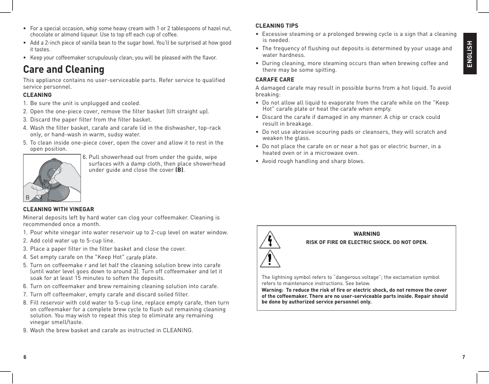 Care and cleaning | Black & Decker DCM600B User Manual | Page 4 / 11