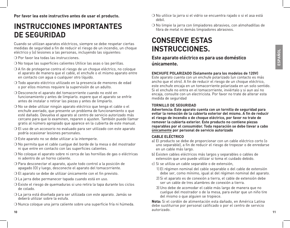 Instrucciones importantes de seguridad, Conserve estas instrucciones | Black & Decker DCM600B User Manual | Page 6 / 11