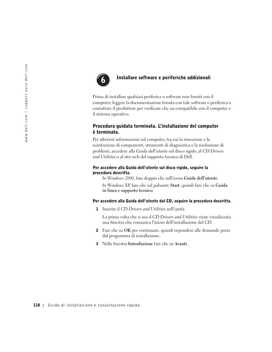 Installare software e periferiche addizionali | Dell Precision 350 User Manual | Page 118 / 170