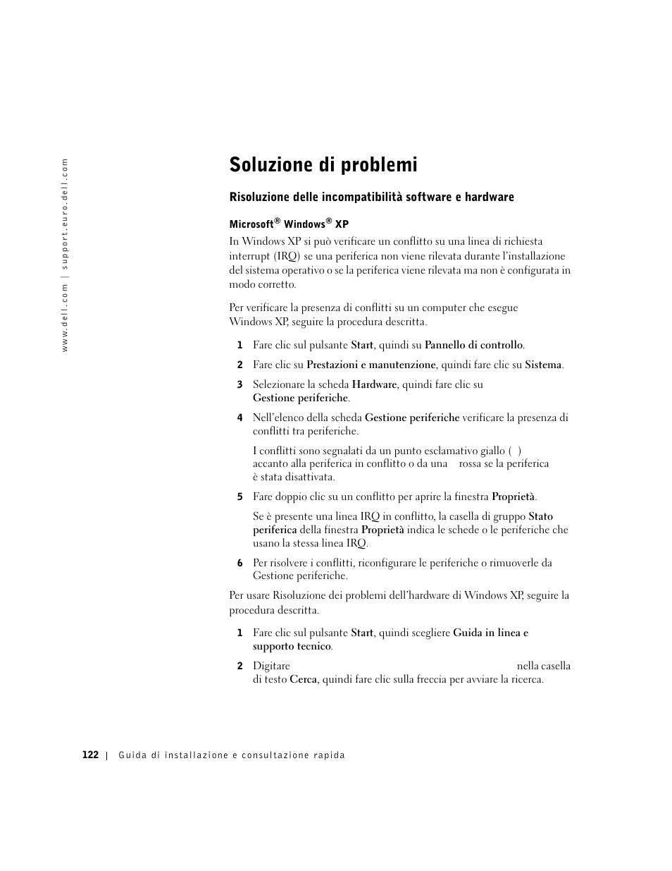 Soluzione di problemi | Dell Precision 350 User Manual | Page 122 / 170