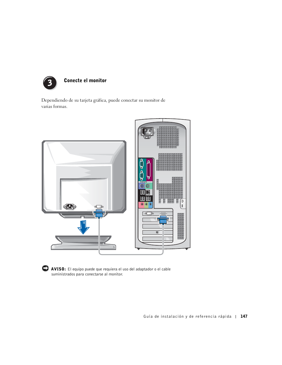 Conecte el monitor | Dell Precision 350 User Manual | Page 147 / 170