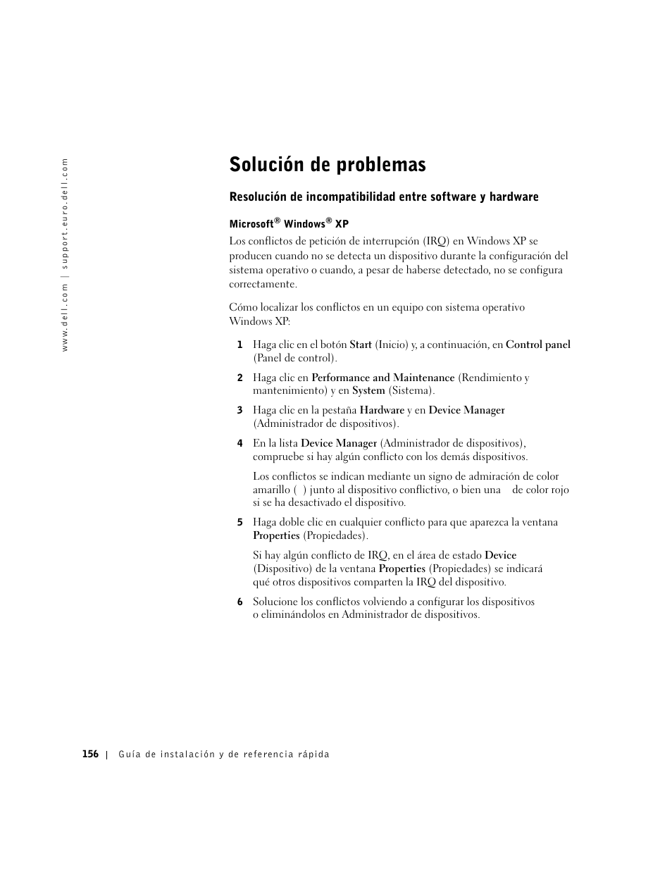 Solución de problemas | Dell Precision 350 User Manual | Page 156 / 170
