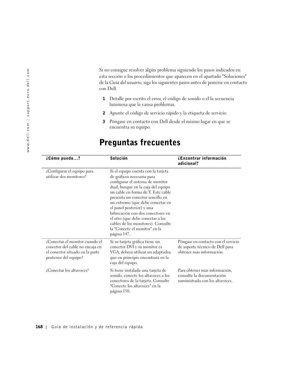 Preguntas frecuentes | Dell Precision 350 User Manual | Page 168 / 170