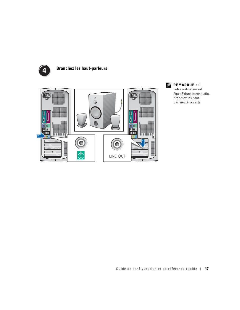 Branchez les haut-parleurs | Dell Precision 350 User Manual | Page 47 / 170
