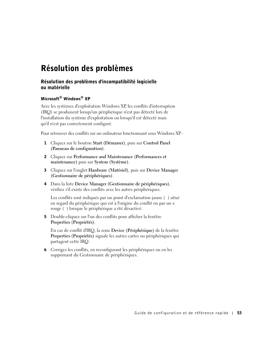 Résolution des problèmes | Dell Precision 350 User Manual | Page 53 / 170