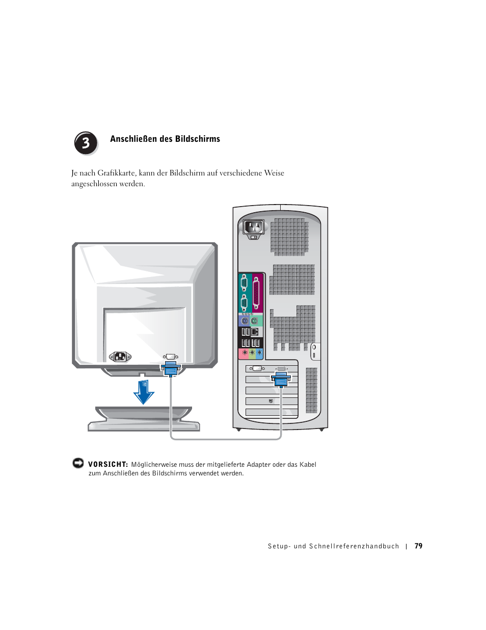 Anschließen des bildschirms | Dell Precision 350 User Manual | Page 79 / 170