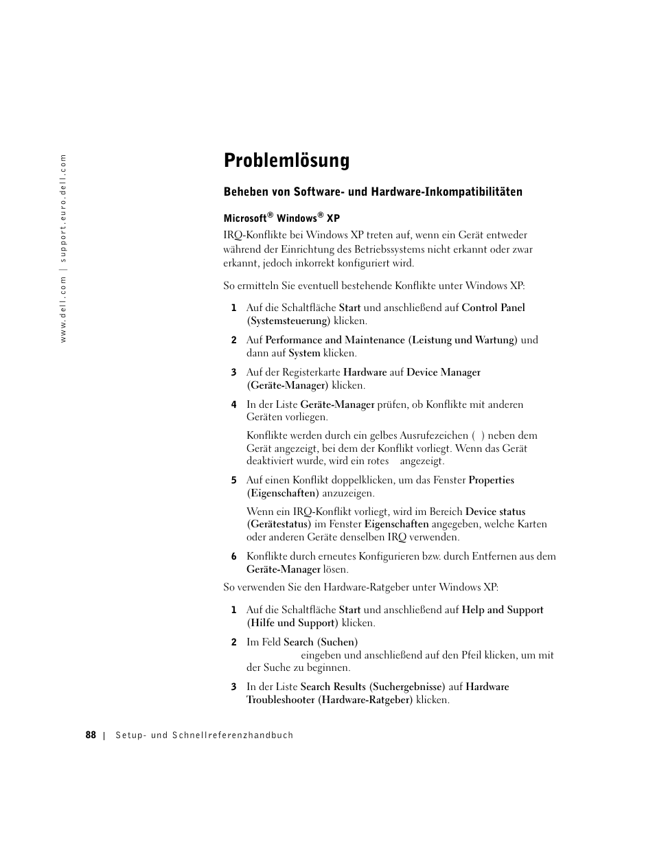 Problemlösung | Dell Precision 350 User Manual | Page 88 / 170
