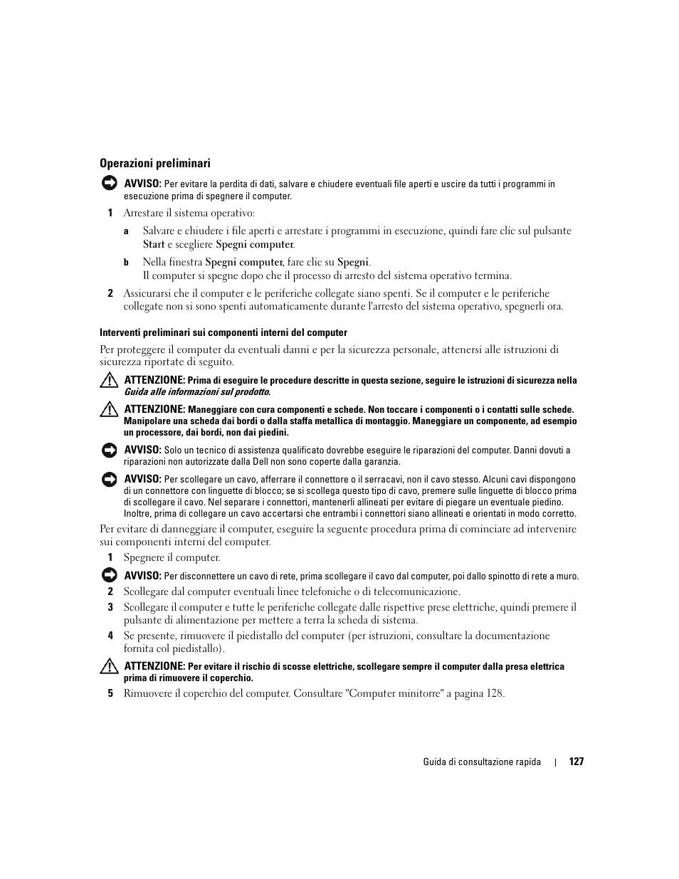 Operazioni preliminari | Dell OptiPlex 745c (Early 2007) User Manual | Page 127 / 224