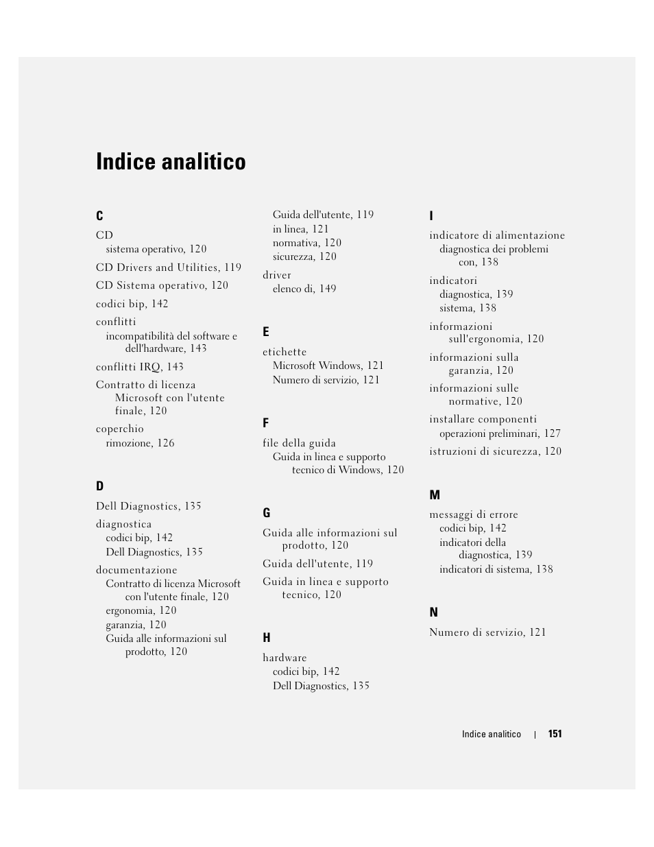 Indice analitico | Dell OptiPlex 745c (Early 2007) User Manual | Page 151 / 224