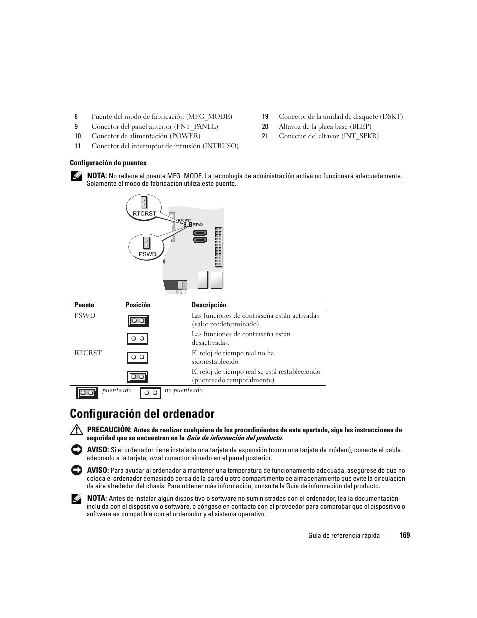 Configuración del ordenador | Dell OptiPlex 745c (Early 2007) User Manual | Page 169 / 224