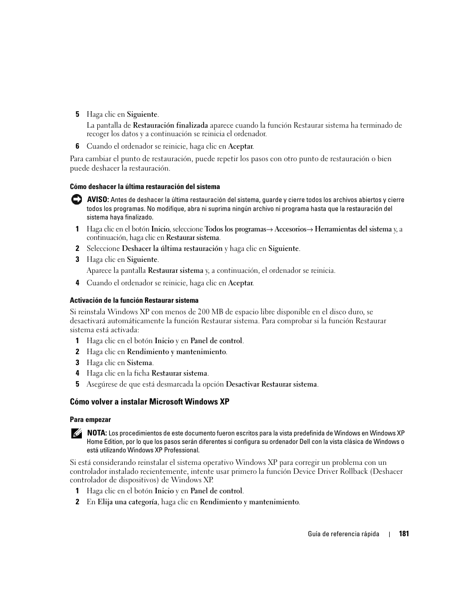 Cómo volver a instalar microsoft windows xp | Dell OptiPlex 745c (Early 2007) User Manual | Page 181 / 224