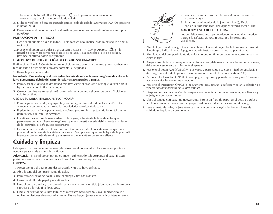 Cuidado y limpieza | Black & Decker TCM1000KT User Manual | Page 10 / 19