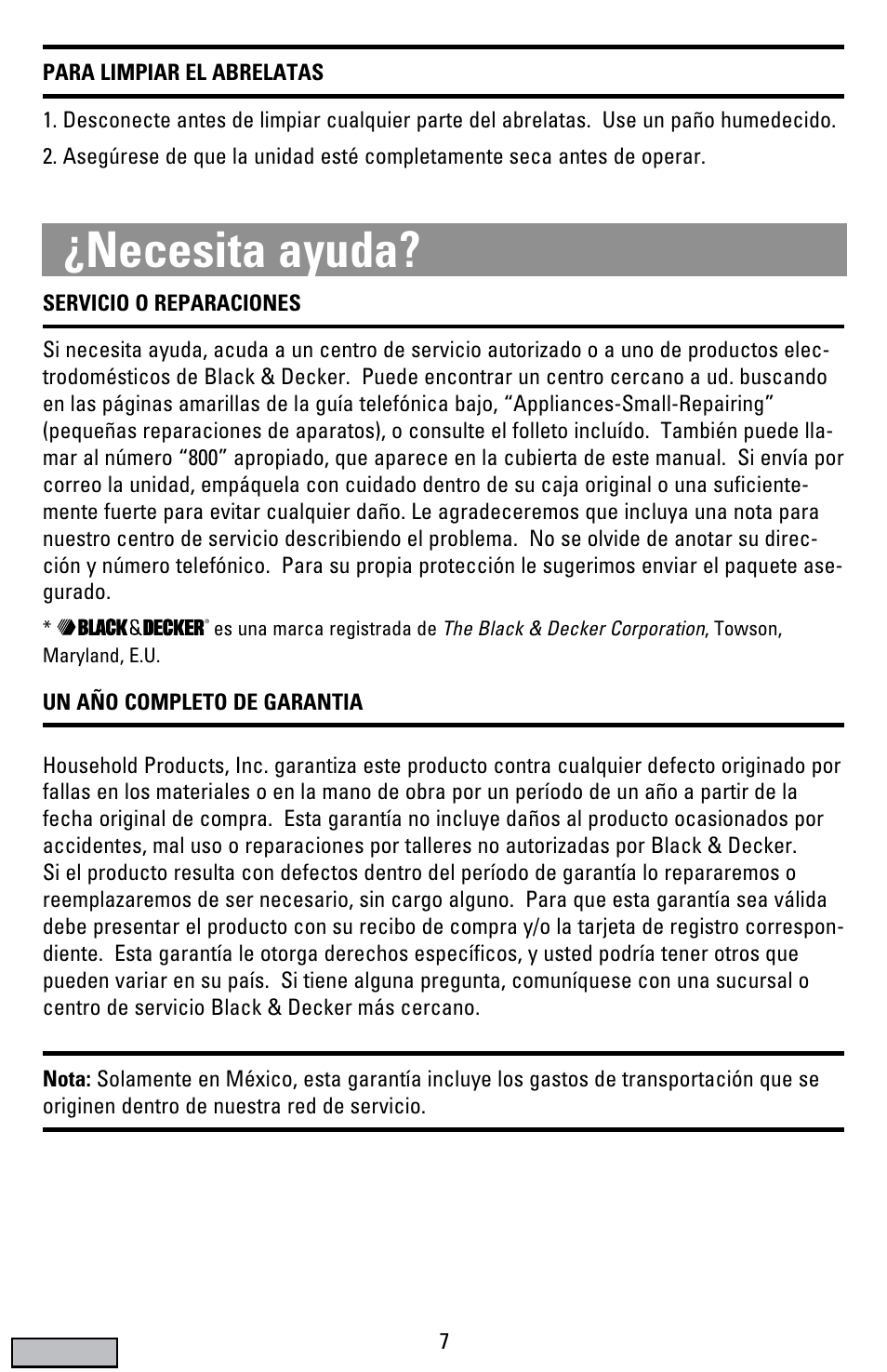 Necesita ayuda | Black & Decker EC500B User Manual | Page 7 / 12