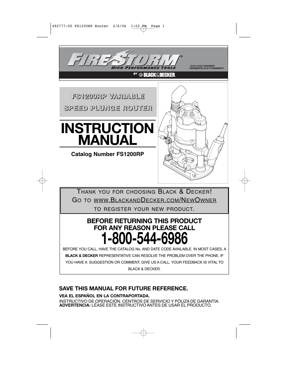 Black & Decker Fire Storm 492777-00 User Manual | 44 pages
