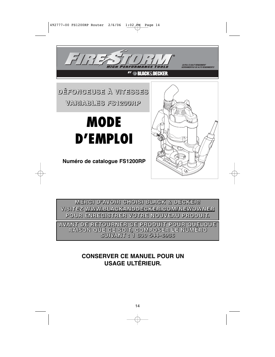 Mode d’emploi | Black & Decker Fire Storm 492777-00 User Manual | Page 14 / 44