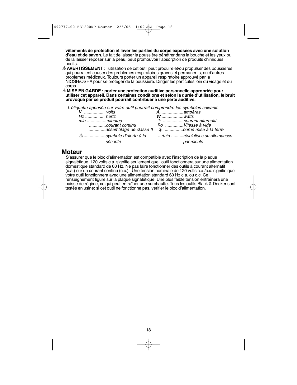 Moteur | Black & Decker Fire Storm 492777-00 User Manual | Page 18 / 44