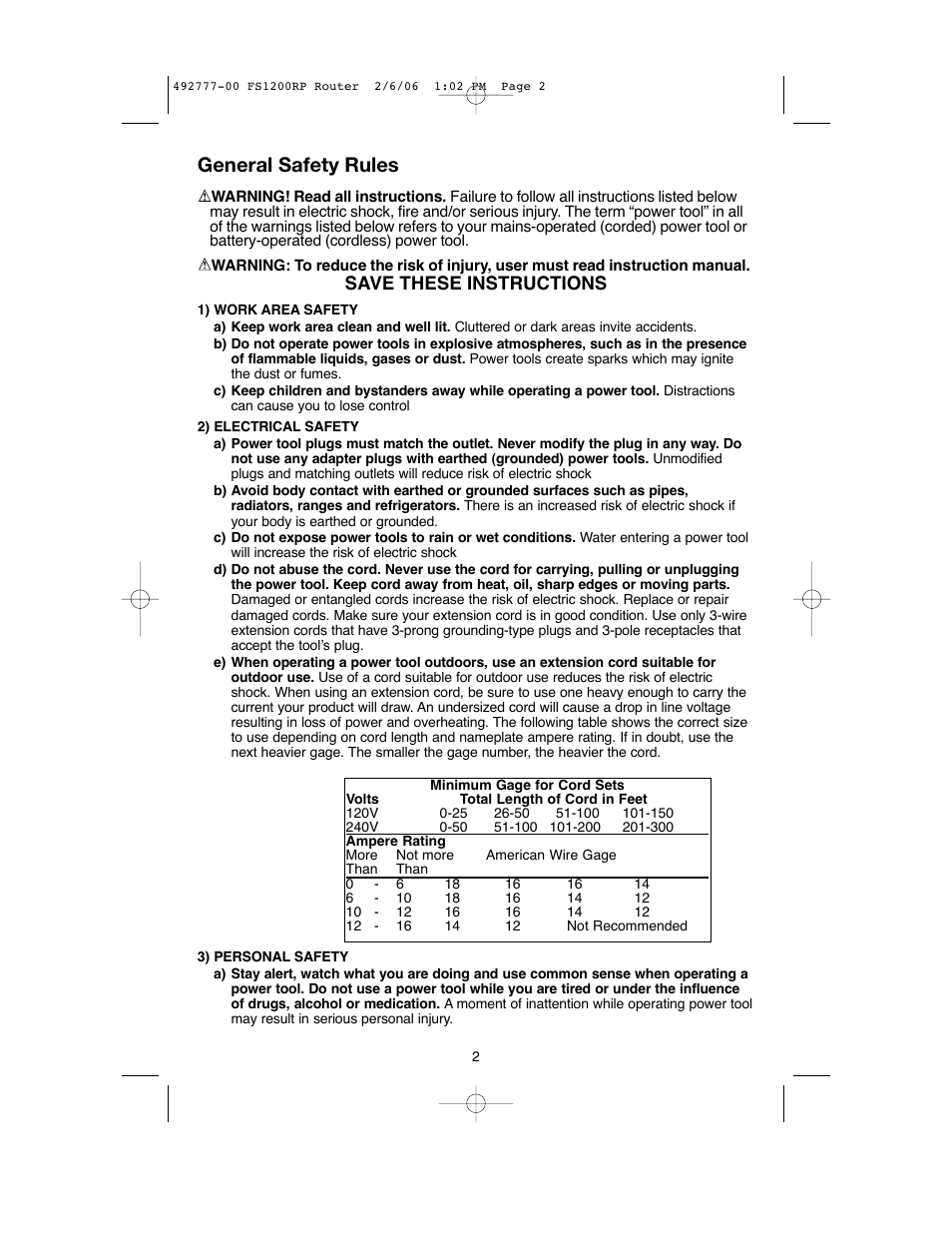 General safety rules, Save these instructions | Black & Decker Fire Storm 492777-00 User Manual | Page 2 / 44