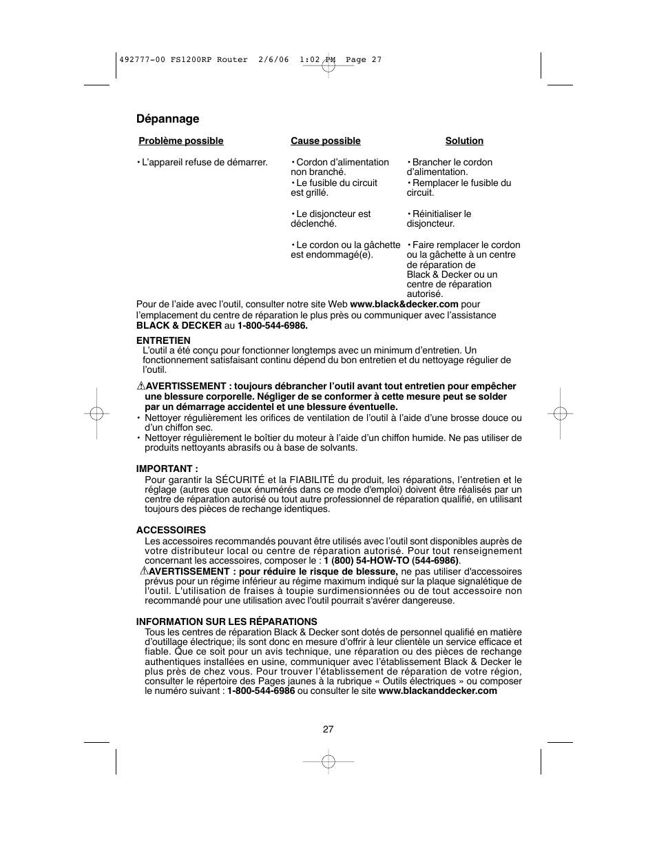 Black & Decker Fire Storm 492777-00 User Manual | Page 27 / 44