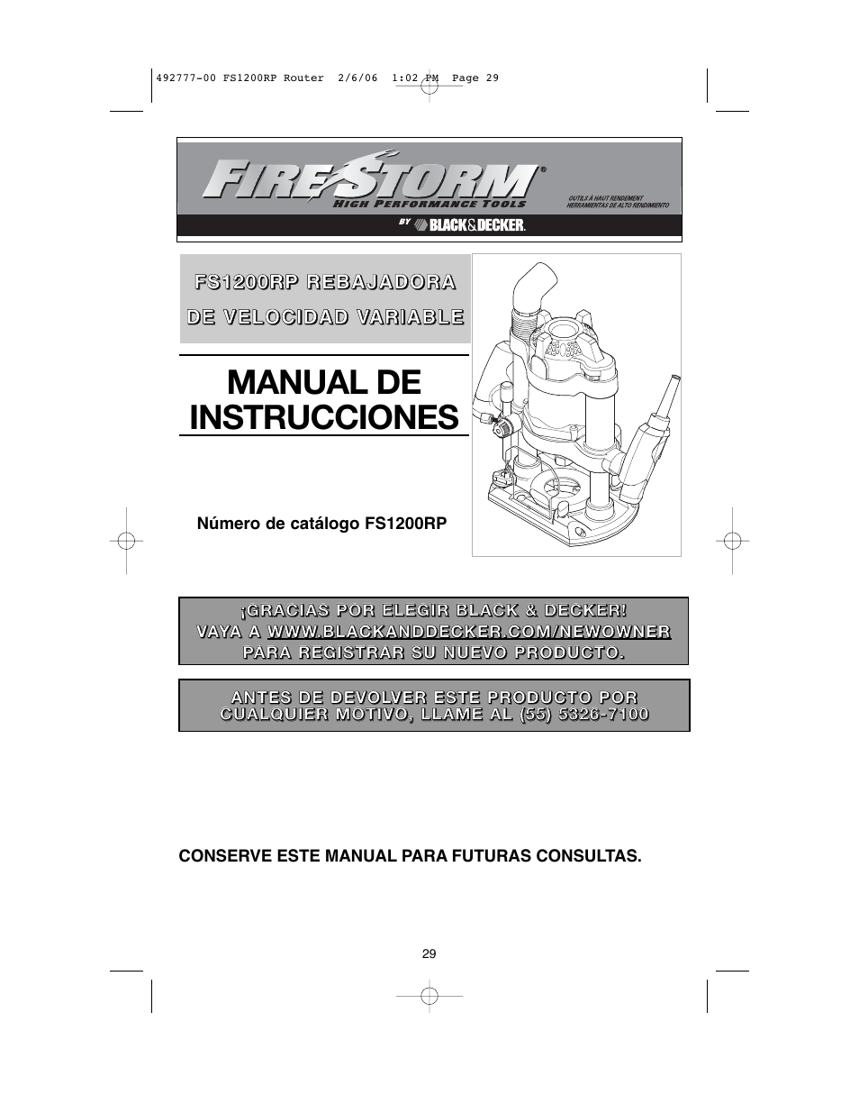 Manual de instrucciones | Black & Decker Fire Storm 492777-00 User Manual | Page 29 / 44