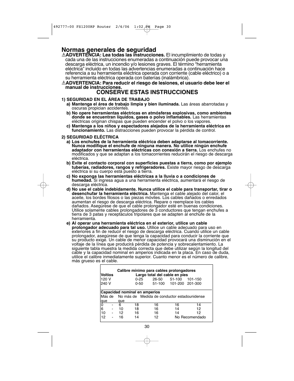 Normas generales de seguridad, Conserve estas instrucciones | Black & Decker Fire Storm 492777-00 User Manual | Page 30 / 44