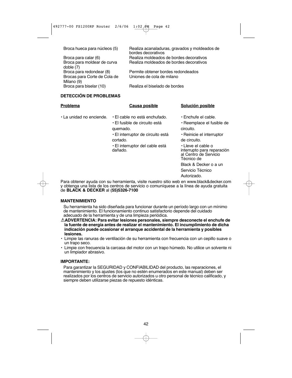 Black & Decker Fire Storm 492777-00 User Manual | Page 42 / 44