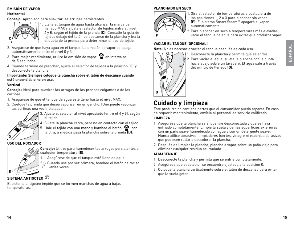 Cuidado y limpieza | Black & Decker QUICKPRESS F976 User Manual | Page 8 / 11