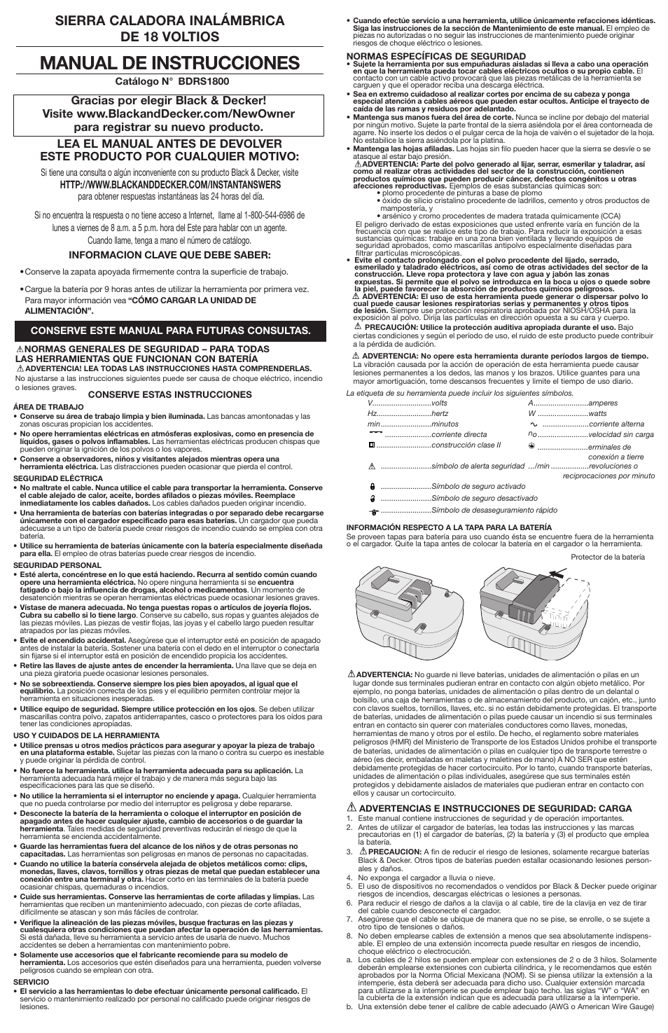 Manual de instrucciones, Sierra caladora inalámbrica de 18 voltios | Black & Decker 90554206 User Manual | Page 5 / 7