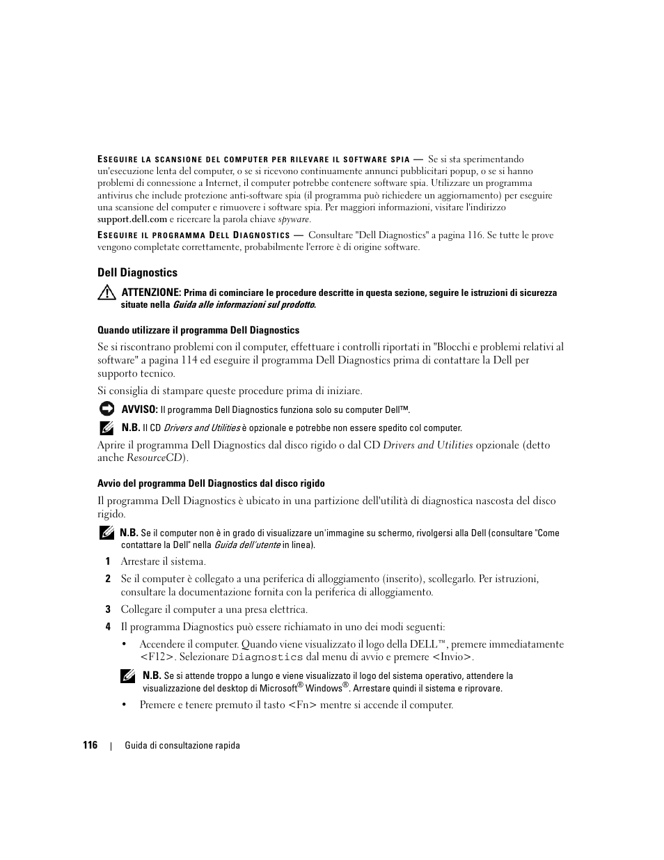 Dell diagnostics | Dell Latitude D620 ATG User Manual | Page 116 / 172