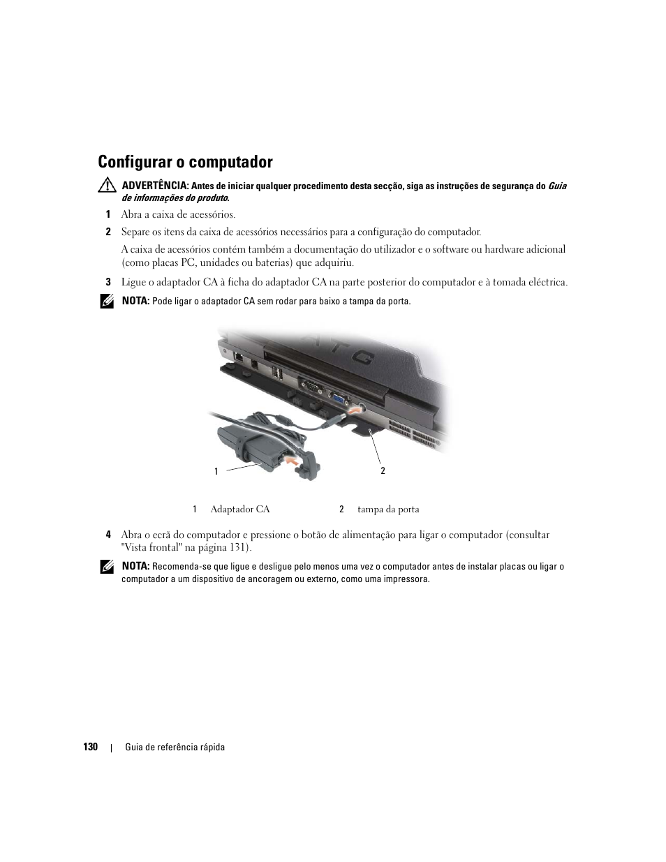 Configurar o computador | Dell Latitude D620 ATG User Manual | Page 130 / 172