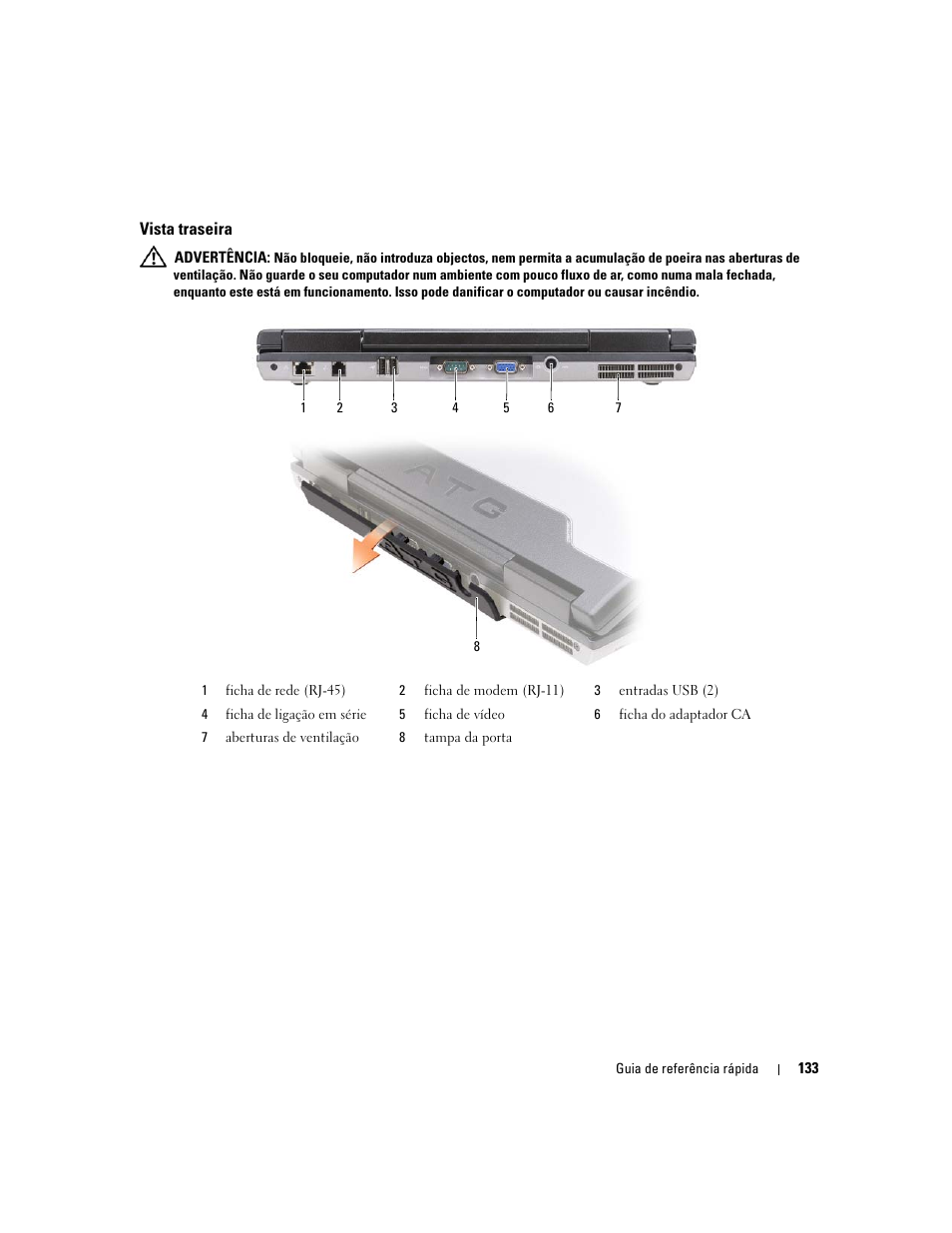 Vista traseira | Dell Latitude D620 ATG User Manual | Page 133 / 172