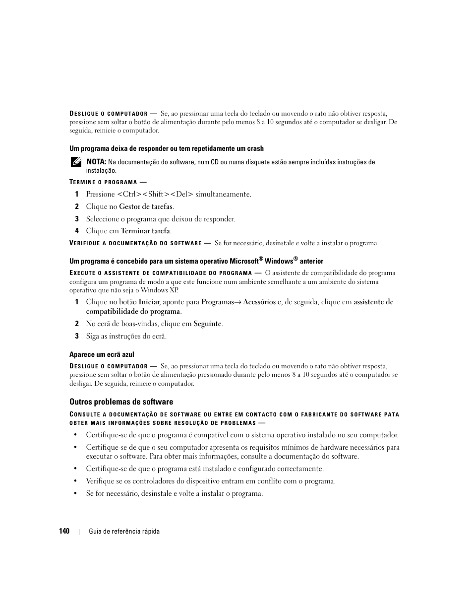 Outros problemas de software | Dell Latitude D620 ATG User Manual | Page 140 / 172