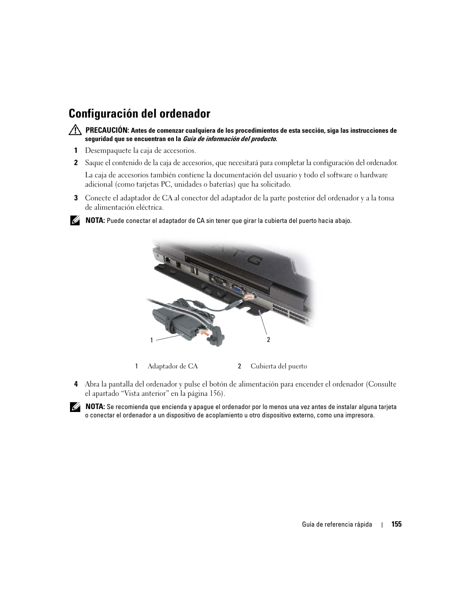 Configuración del ordenador | Dell Latitude D620 ATG User Manual | Page 155 / 172