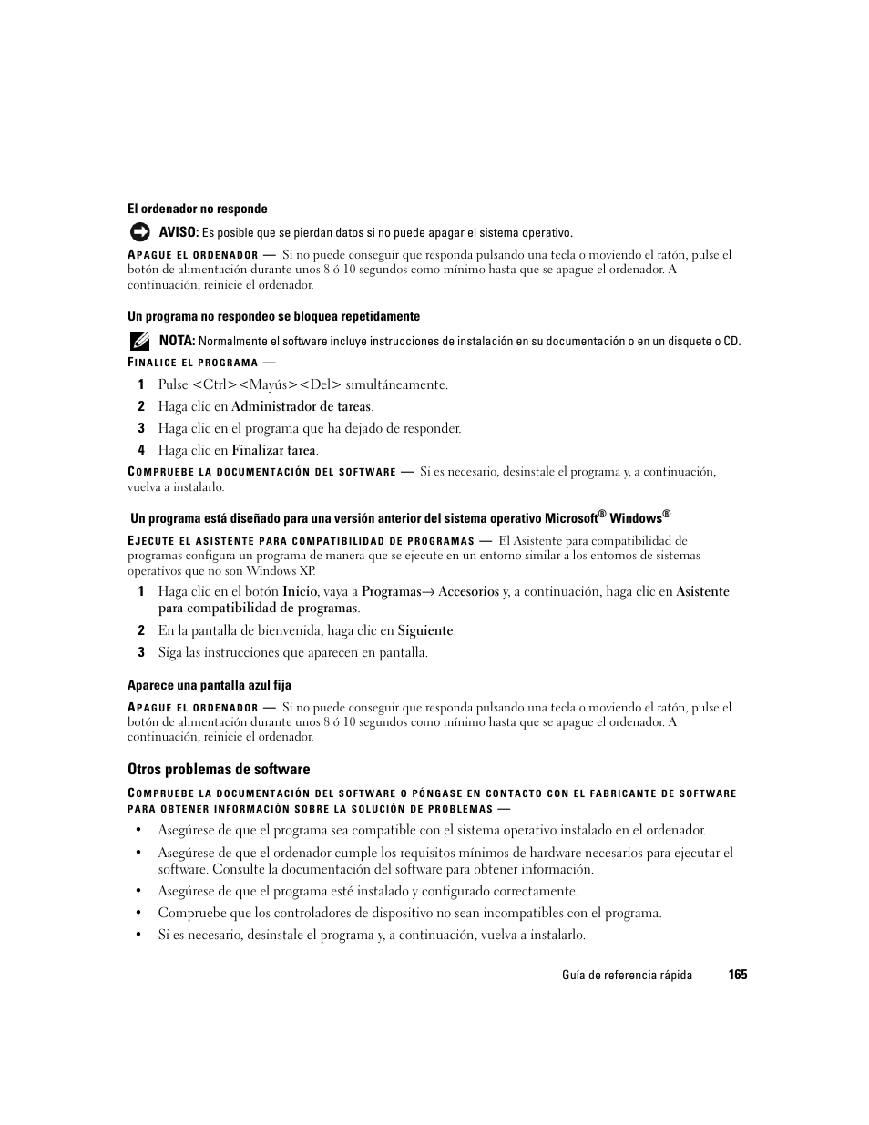 Otros problemas de software | Dell Latitude D620 ATG User Manual | Page 165 / 172