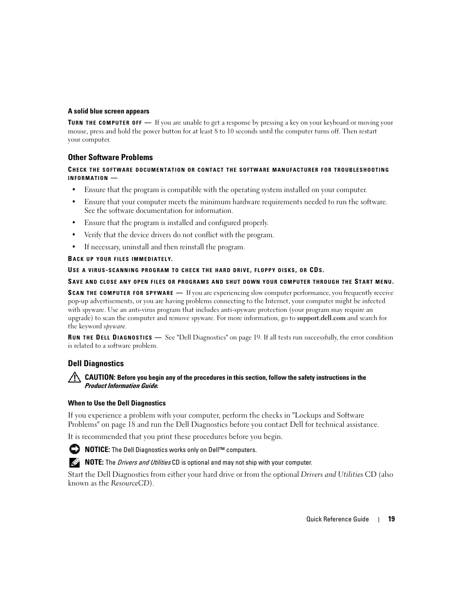 Other software problems, Dell diagnostics | Dell Latitude D620 ATG User Manual | Page 19 / 172