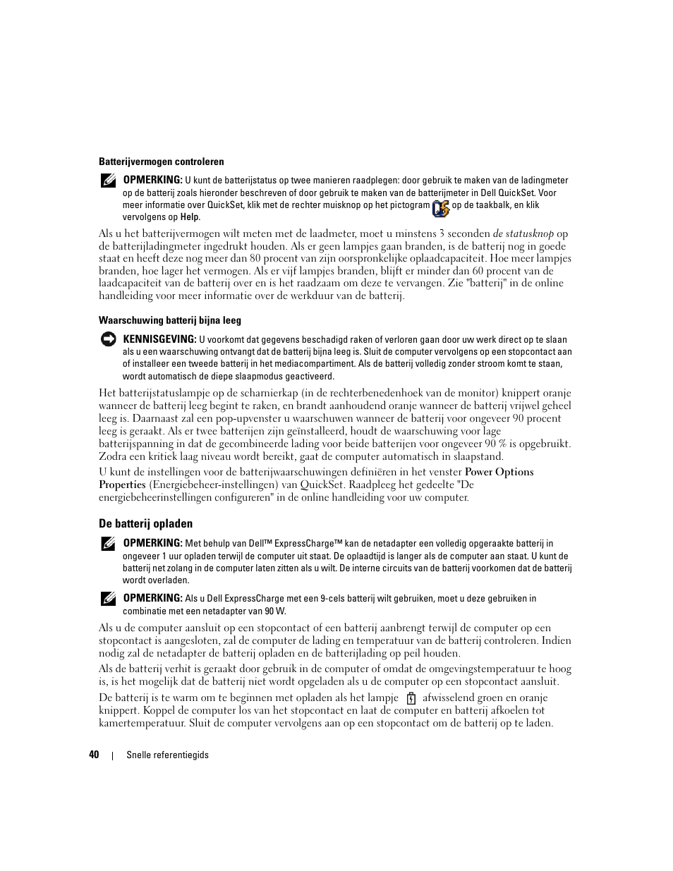 De batterij opladen | Dell Latitude D620 ATG User Manual | Page 40 / 172
