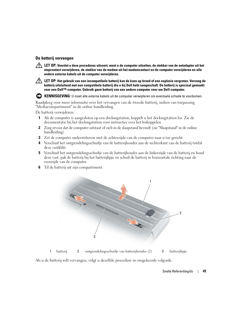 De batterij vervangen | Dell Latitude D620 ATG User Manual | Page 41 / 172