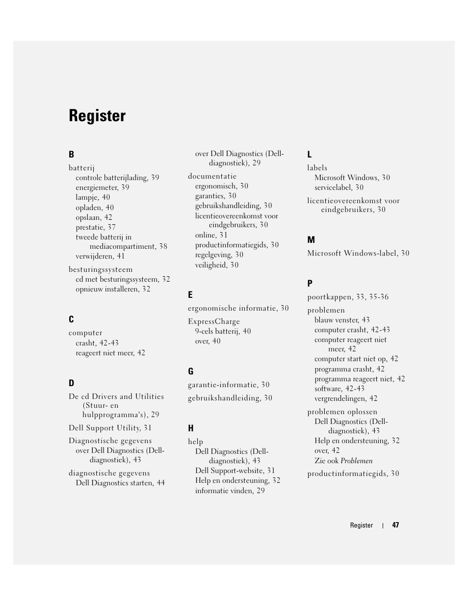 Register | Dell Latitude D620 ATG User Manual | Page 47 / 172