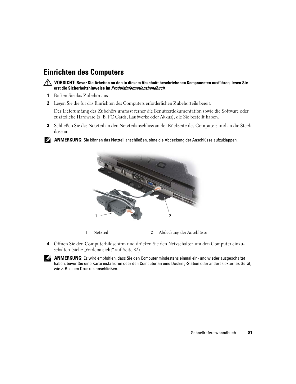 Einrichten des computers | Dell Latitude D620 ATG User Manual | Page 81 / 172