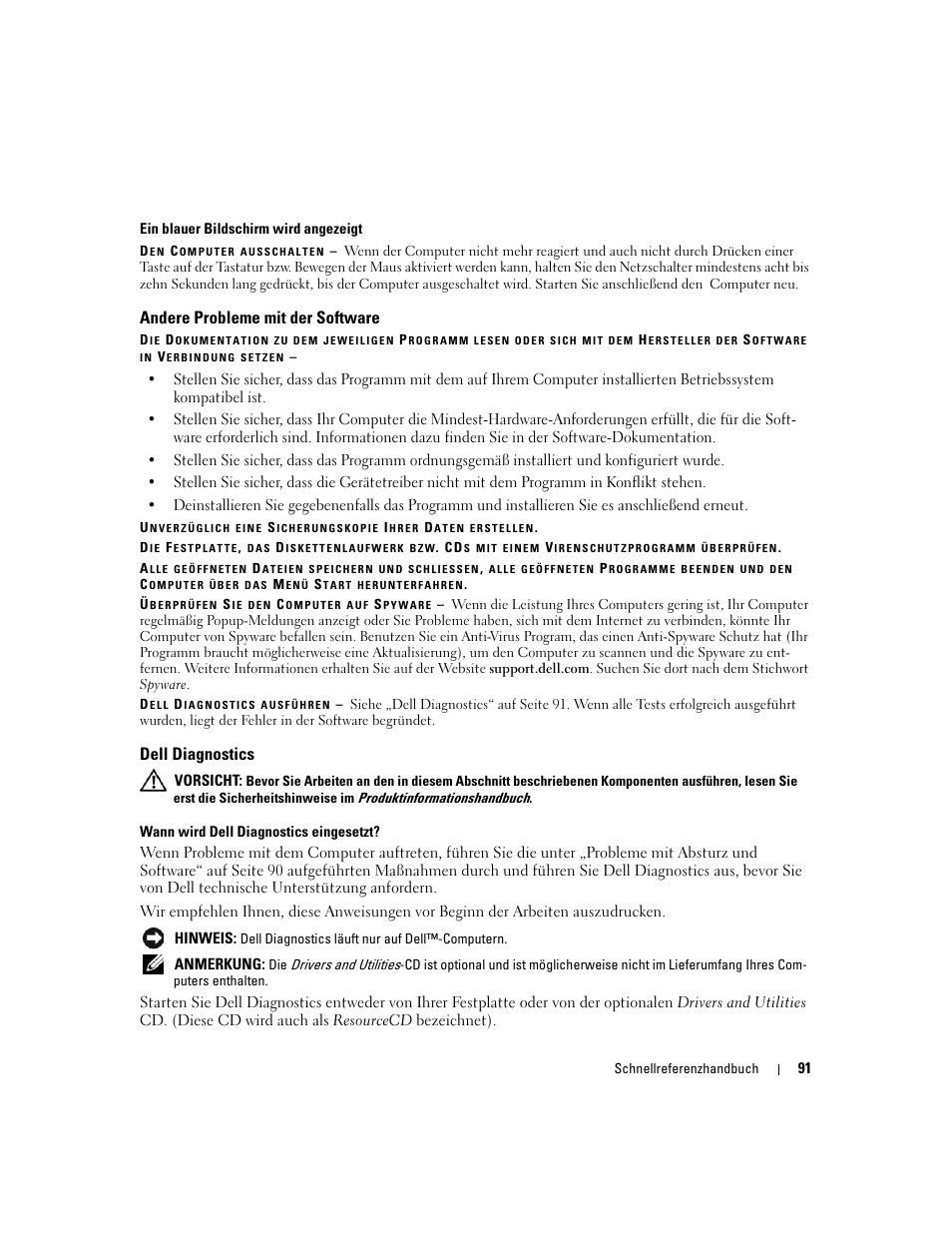 Andere probleme mit der software, Dell diagnostics | Dell Latitude D620 ATG User Manual | Page 91 / 172