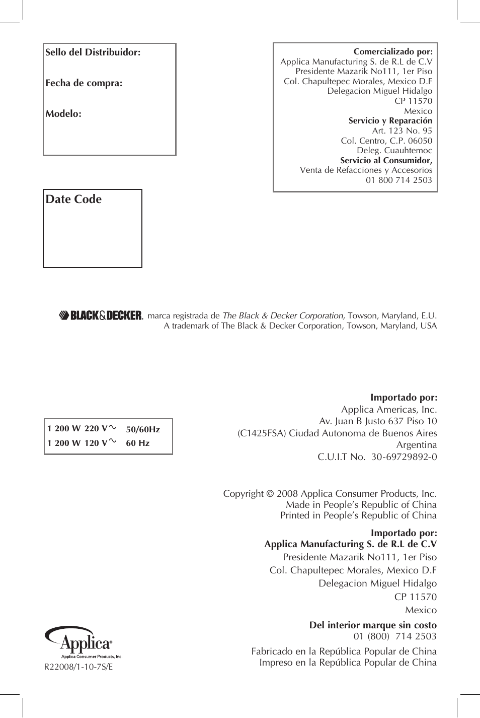 Black & Decker Avant Steam F985 User Manual | Page 11 / 11